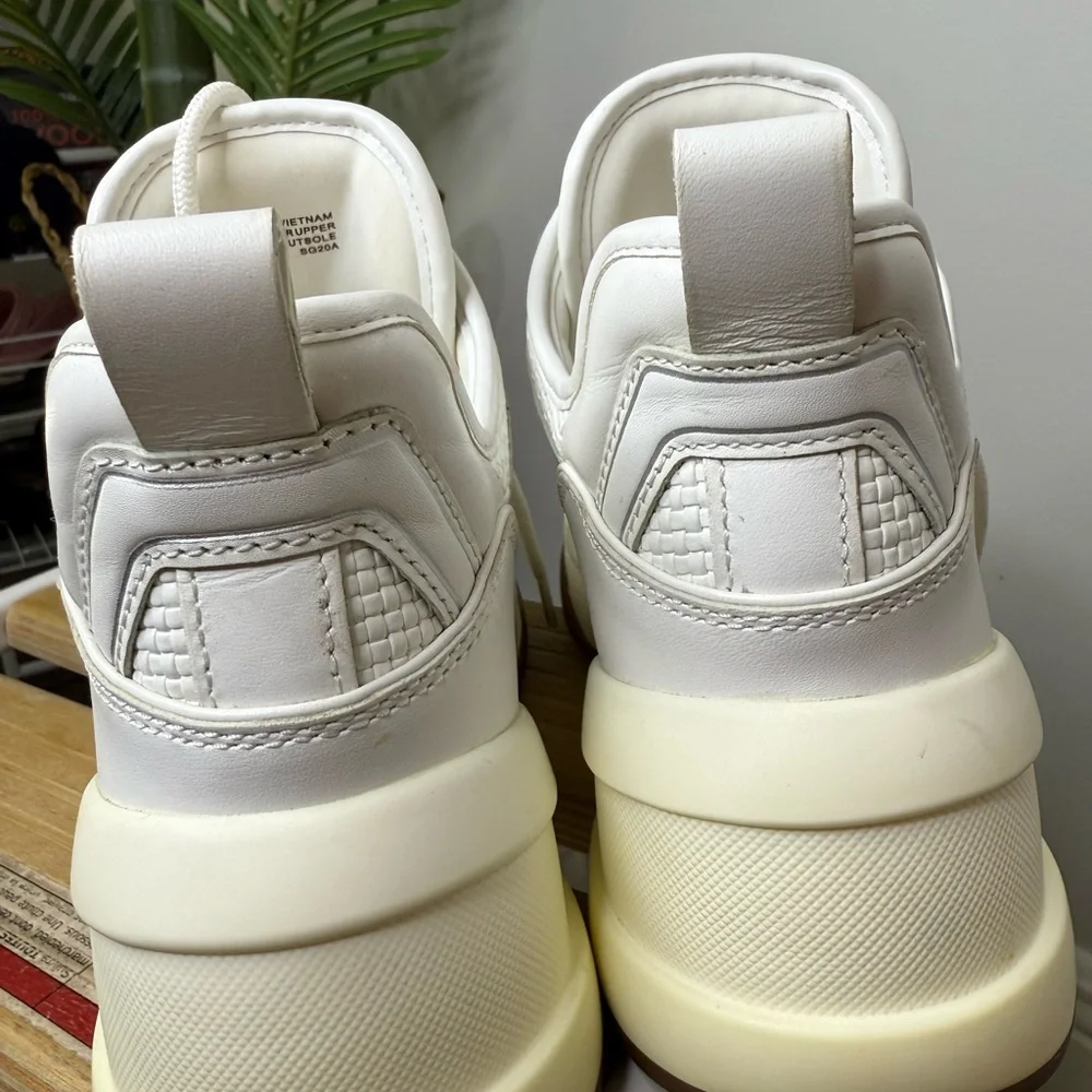 Michael Kors White Sneakers with Gold Accent and Brown Sole